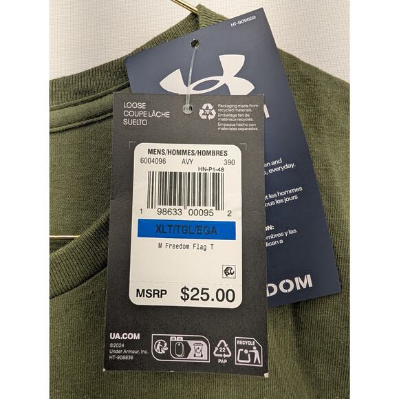 NWT Under Armour Men's UA Freedom Flag T-Shirt in Marine OD Green size XL - Picture 5 of 8
